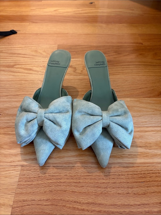 Jeffrey Campbell Shoes - Jeffrey Campbell Sage Green Bow Pointed Mules